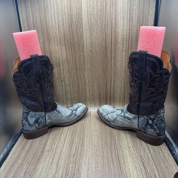 Alfa Western Wear Rustic Natural Python Leather Cowboy Boots Size 28 US 10 Men’s - Picture 5 of 10